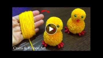 DIY Pom Pom Chick How to Make Yarn Chicken