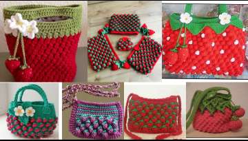 Tunisian Craft Strawberry Bag Making