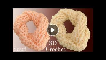 Bufanda a Crochet en punto 3D trenzas panal o nido de abeja 