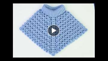 Crochet turtleneck poncho very easy all sizes