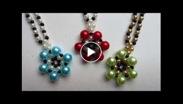 How to make beaded flower necklace. Easy jewelry pattern for beginners