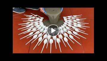 Awesome Gift Ideas From Old Plastic Spoons And Cement. How To Make Coffee Table, Flower Pots