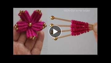 Making sugar flowers with thread and toothpicks