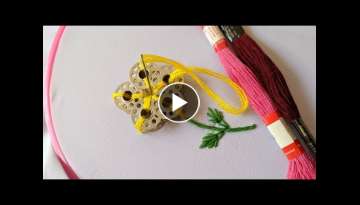 Amazing Hand Embroidery Flower design trick | Very Easy 3d Flower design idea