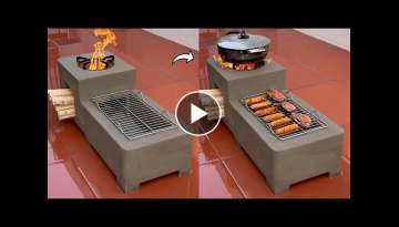 Build a 2 in 1 outdoor wood stove with cement and old Styrofoam 