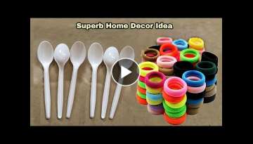  Home Decor Ideas Using Waste Plastic Spoon and Hair Rubber Bands