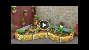 Garden decor! Easy to DIY awesome waterfall aquarium from pebbles