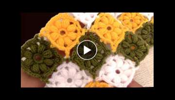 Manta faÌcil a Crochet Punto 3D de flores 