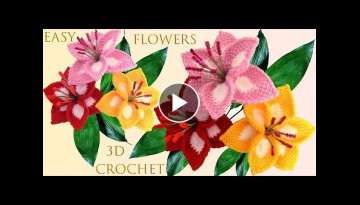 Como hacer flores Lily a Crochet en punto 3D muy faÌcil tejido tallermanualperu
