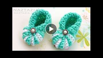 HOW to CROCHET SIMPLE BABY BOOTIES - Easy Shoes for Babies by Naztazia