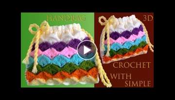 Bolso a Crochet Punto 3D abanicos marshmallow 