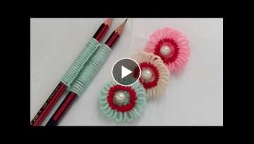 Super Easy Woolen Flower making ideas with Pencils 