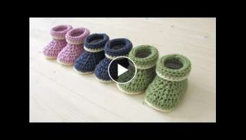 How to crochet cuffed baby booties for beginners 