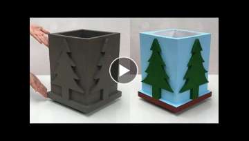 Make Beautiful Flower Pots For Christmas From Cement