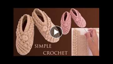 Zapatos Pantuflas fÃ¡ciles de tejer con Gancho Crochet