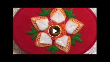 Hand embroidery easy stitch wool flower design for tablecloth & pillow cover