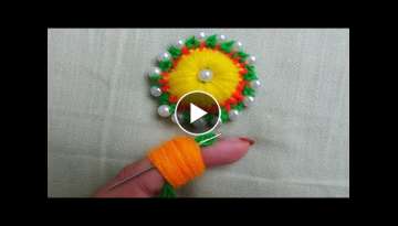 hand embroidery amazing tricks,#decorative wool embroidery flower with pearl, finger knitting woo...
