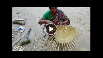 Bamboo Basket Making By Woman 