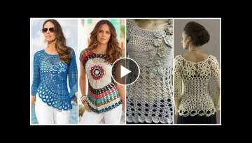 Latest stylish & Beautiful Crochet lace flower blouse ,stylish leaf pattern short frock design id...