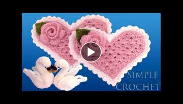 Como tejer a crochet tapete corazones