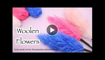 Woolen flower making/wool craft ideas