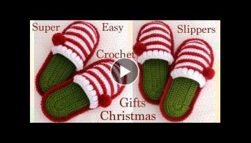 Pantuflas a crochet para bebes y tallas adultas para Navidad tejido 