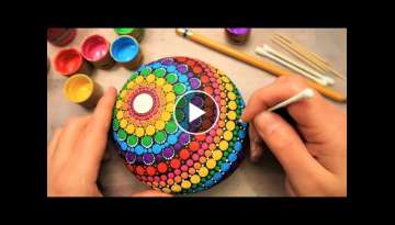 EASY Dot Art Mandala Rock Painting Using ONLY Qtip Toothpick Pencil Lip Balm tool | How To Lydia ...