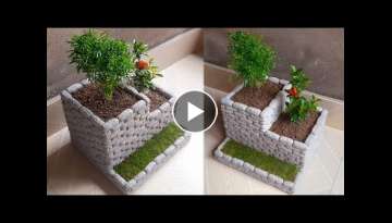 Flower pot making from styrofoam and cement 