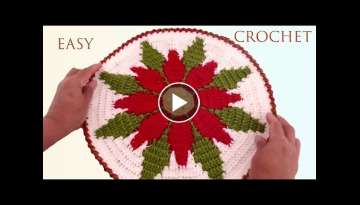 Como hacer un centro de mesa a Crochet flores Nochebuena con hojas fÃ¡cil de hacer con puntos a...