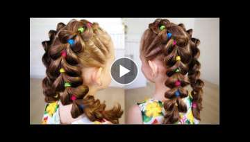 Bright braids! Hairstyle for girl. Pull Through Braid Tutorial!