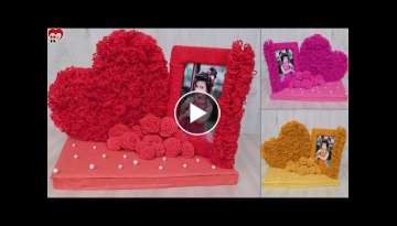 Unique Woolen Beautiful Heart Photo Frame Making at Home 