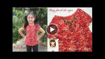 Como tejer BLUSA CROCHET NIÃ‘A 8 AÃ‘OS - How to CROCHET BLOUSE 8 YEAR OLD GIRL