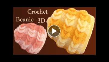 Gorro de trenzas de argollas a Crochet 3D tejido tallermanualperu