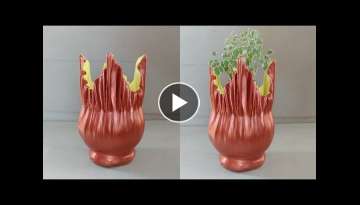 Make the Ballon and Old Fabric for Flower Decorative Pots at Home