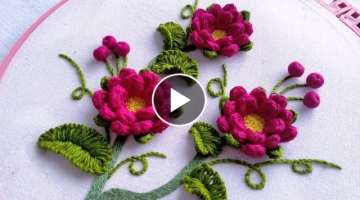 Red Flowers Hand Embroidery Cast on Stitch |Easy Way to Embroider 
