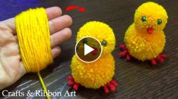 DIY Pom Pom Chick How to Make Yarn Chicken