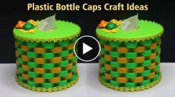 Plastic bottle caps craft ideas tissue box