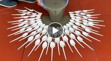 Awesome Gift Ideas From Old Plastic Spoons And Cement. How To Make Coffee Table, Flower Pots