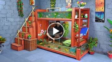 A masterpiece! Make a wonderful fish tank bunk bed