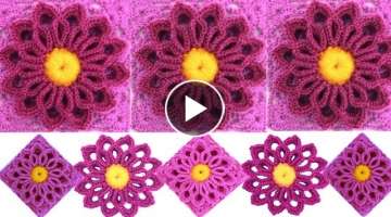 Teje flor Lila tejida con gancho Crochet fÃ¡cil tutorial