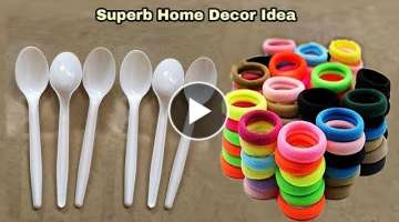  Home Decor Ideas Using Waste Plastic Spoon and Hair Rubber Bands