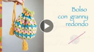 Crochet round granny handbag