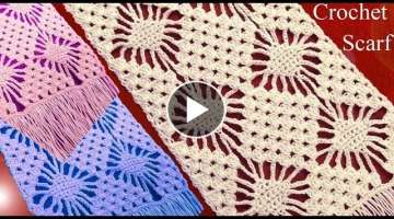 Bufanda o chalina en punto rombos filigranas tejido a Crochet tallermanualperu