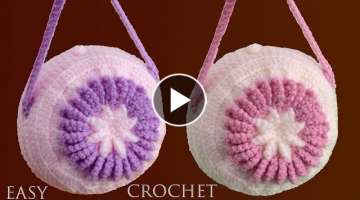 Bolso redondo con flor faÌcil tejido a Crochet paso a paso Punto 3D a ganchillo