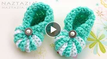 HOW to CROCHET SIMPLE BABY BOOTIES - Easy Shoes for Babies by Naztazia
