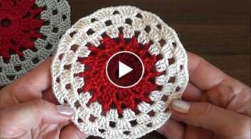Crochet Round Motif Tutorial. Very easy for beginners
