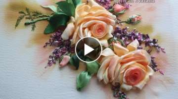 Embroidery master-class Roses - lesson 2 Rosas de raso y satin paso a paso - Tandafiri din pancl...