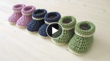 How to crochet cuffed baby booties for beginners 