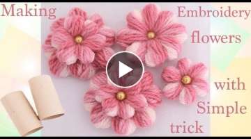 Como hacer flores con un pequenÌƒo truco Embroidery Making flowers with simple trick