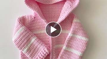 Pink Single Crochet Baby Sweater